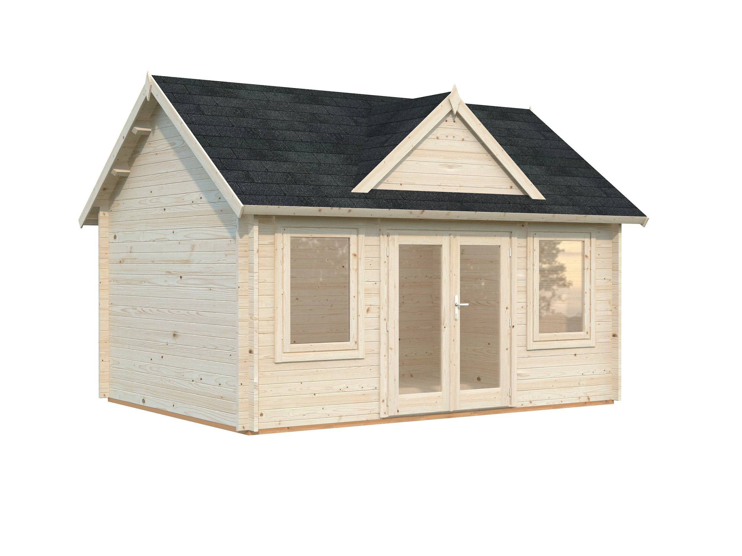 Fully Installed Palmako Claudia L Clockhouse Log Cabin | Garden Room | Home Office | 14.2m² | 44mm | 4.7x3.5m