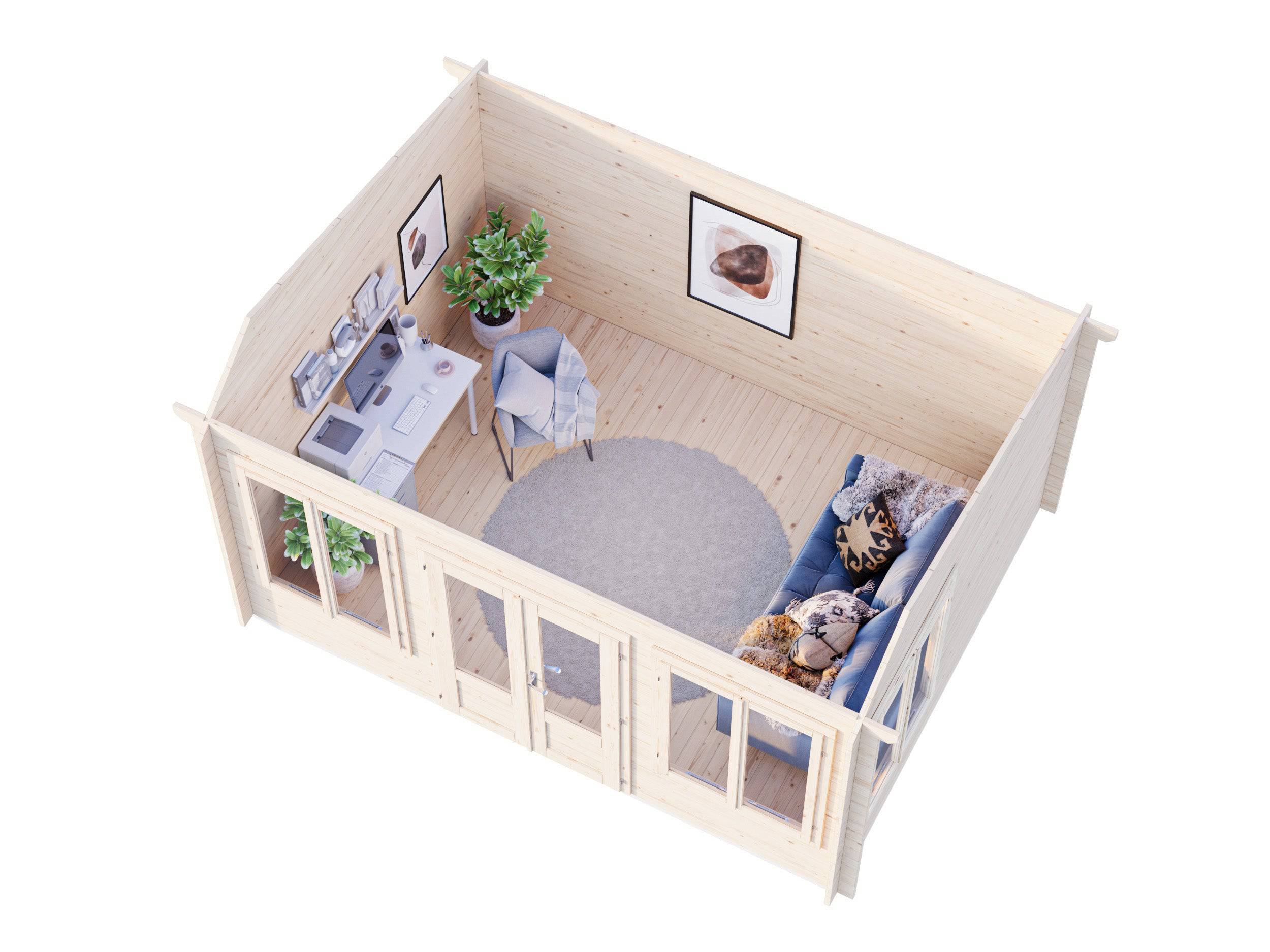 Fully Installed Palmako Claudia Pent M Log Cabin | Under 2.5m | No Planning Permission | Garden Room | Home Office | 11.5m² | 34mm