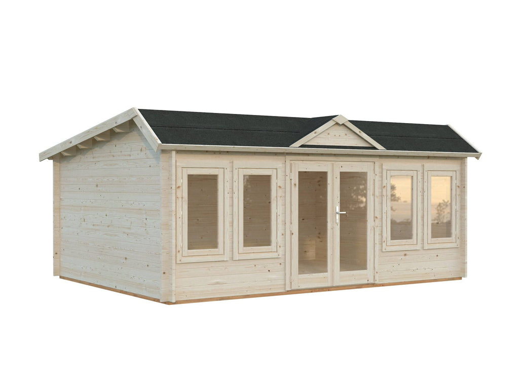 Fully Installed Palmako Claudia Pent L Log Cabin | Under 2.5m | No Planning Permission | Garden Room | Home Office | 19.4m² | 44mm