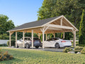 Fully Installed Palmako Robert XL (5,6x7,3m | 40,6m2 | 120x120mm) Apex Roof Carport for Two Cars