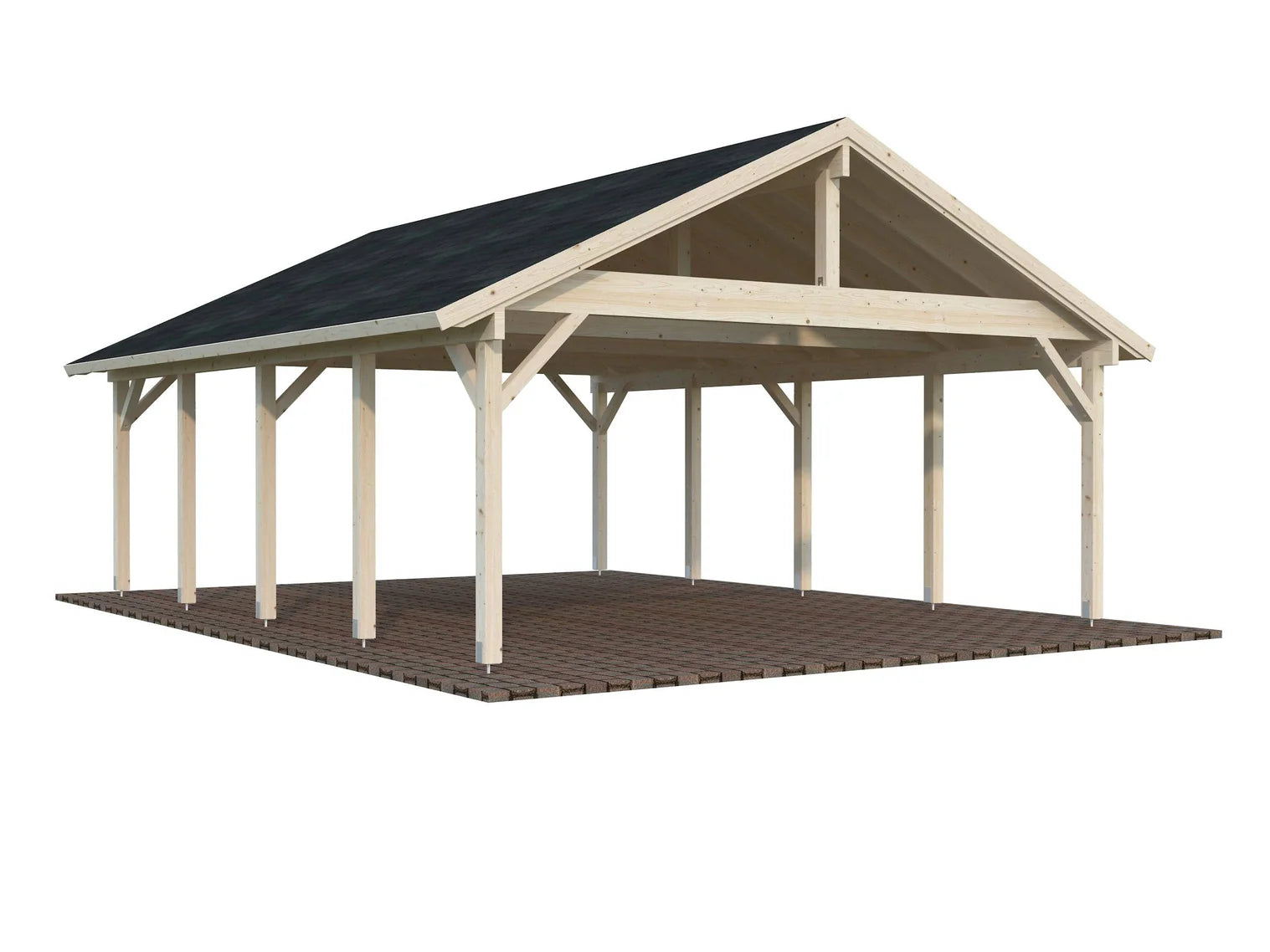 Fully Installed Palmako Robert XL (5,6x7,3m | 40,6m2 | 120x120mm) Apex Roof Carport for Two Cars
