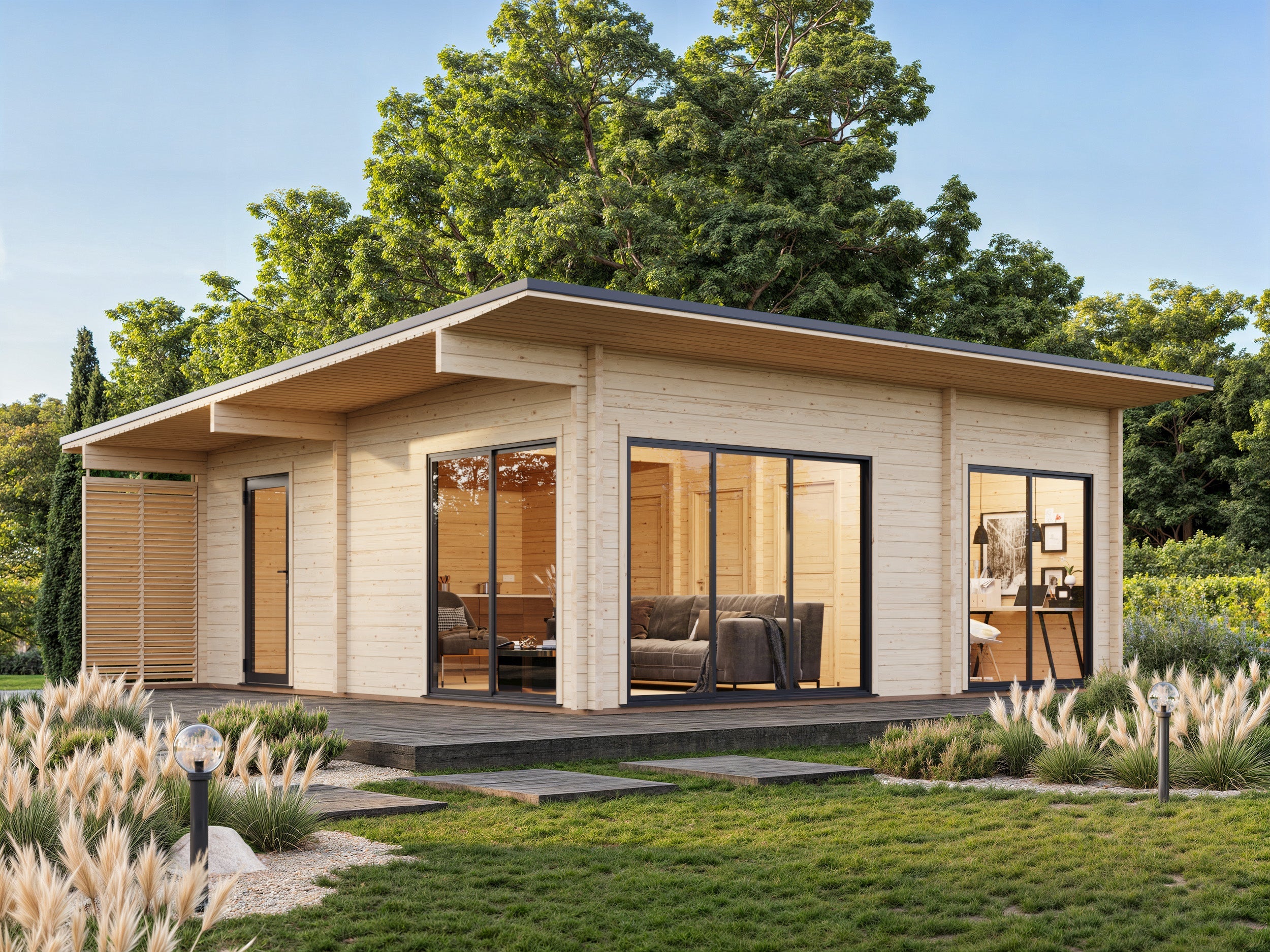 Fully Installed Palmako Cecilia XXXL Modern Garden Studio | Annexe | Guest House | Home Office | 39.9m² | 70mm | 6.7x6.7m