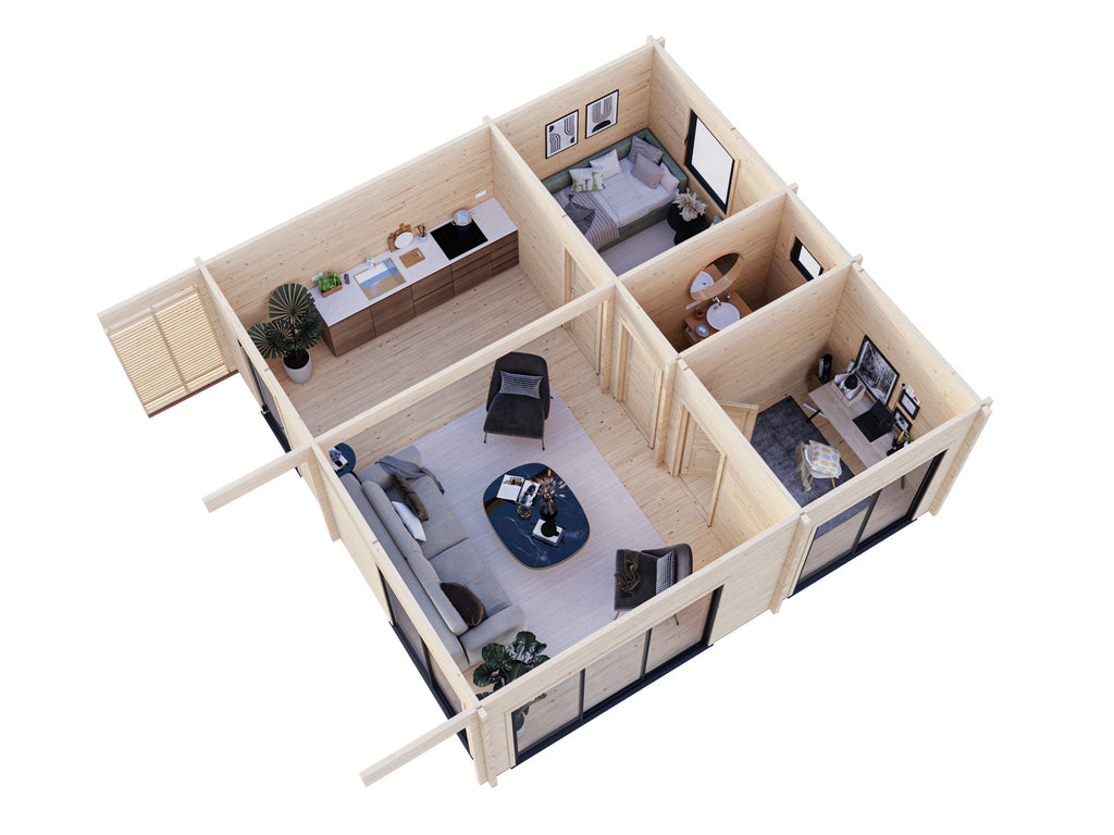 Fully Installed Palmako Cecilia XXXL Modern Garden Studio | Annexe | Guest House | Home Office | 39.9m² | 70mm | 6.7x6.7m