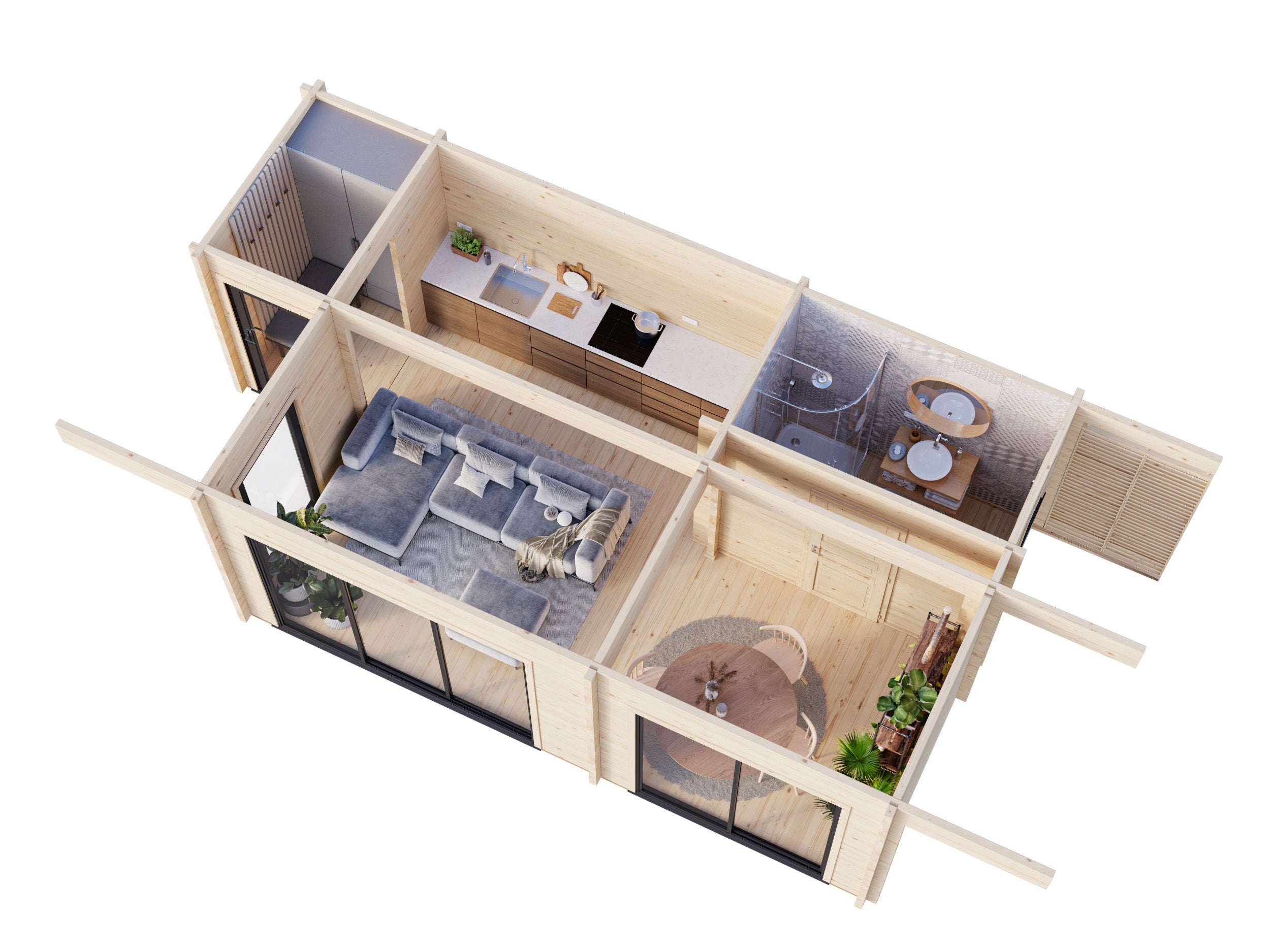 Fully Installed Palmako Cecilia L2 Modern Garden Studio | Annexe | Commercial Office | Guest House | 27.3m² | 70mm | 7.9x4.4m