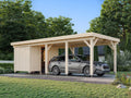 Fully Installed Palmako Karl L+ (3,2x7,3m | 23,1m2 | 120x120mm) Pent Roof Carport with Shed