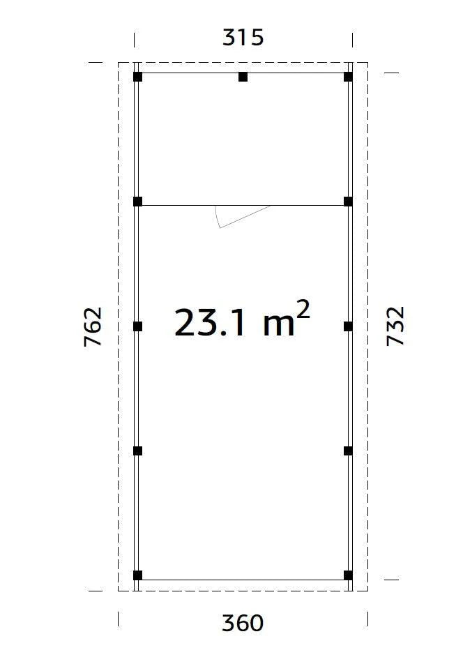 Fully Installed Palmako Karl L+ (3,2x7,3m | 23,1m2 | 120x120mm) Pent Roof Carport with Shed