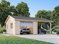 Fully Installed Palmako Roger (6,7x5,7m | 19+16,2m2 | 44mm) Single Garage with Single Carport (Sectional Door)