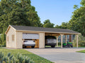 Fully Installed Palmako Roger (9,8x5,7m | 19m2+33.2m2 | 44mm) Garage with Double Carport (Sectional Door)