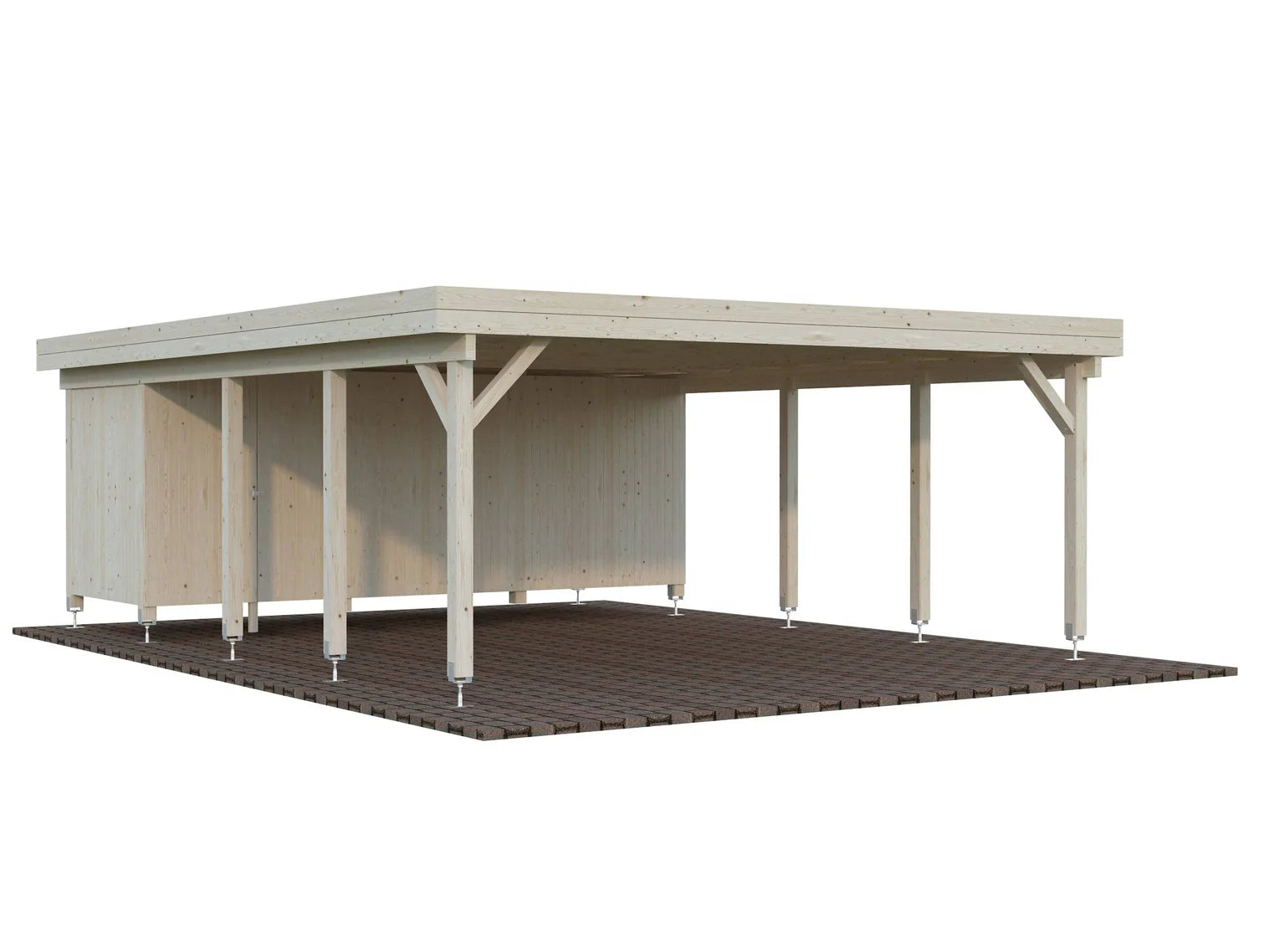 Fully Installed Palmako Karl XL+ (5,6x7,3m | 40,6m2 | 120x120mm) Carport with Shed for Two Cars