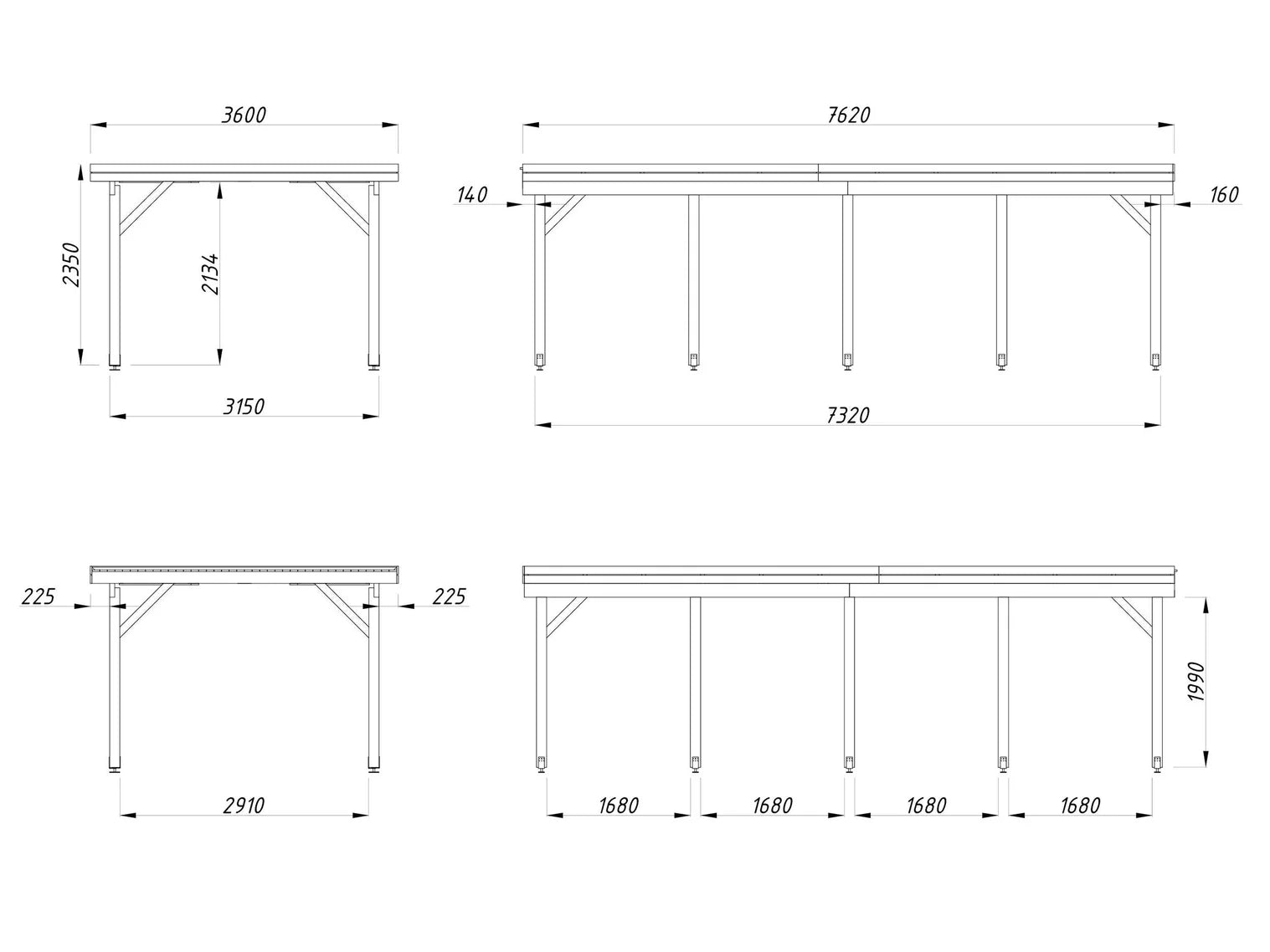 Fully Installed Palmako Karl L (3.6x7.6m | 23.1m2) Flat Roof Timber Single Car Carport or Garden Pavilion