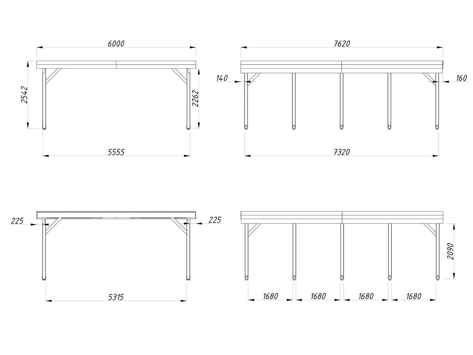 Fully Installed Palmako Karl XL (6.0x7.6m | 40.6m2) Flat Roof Double Carport or Large Pavilion