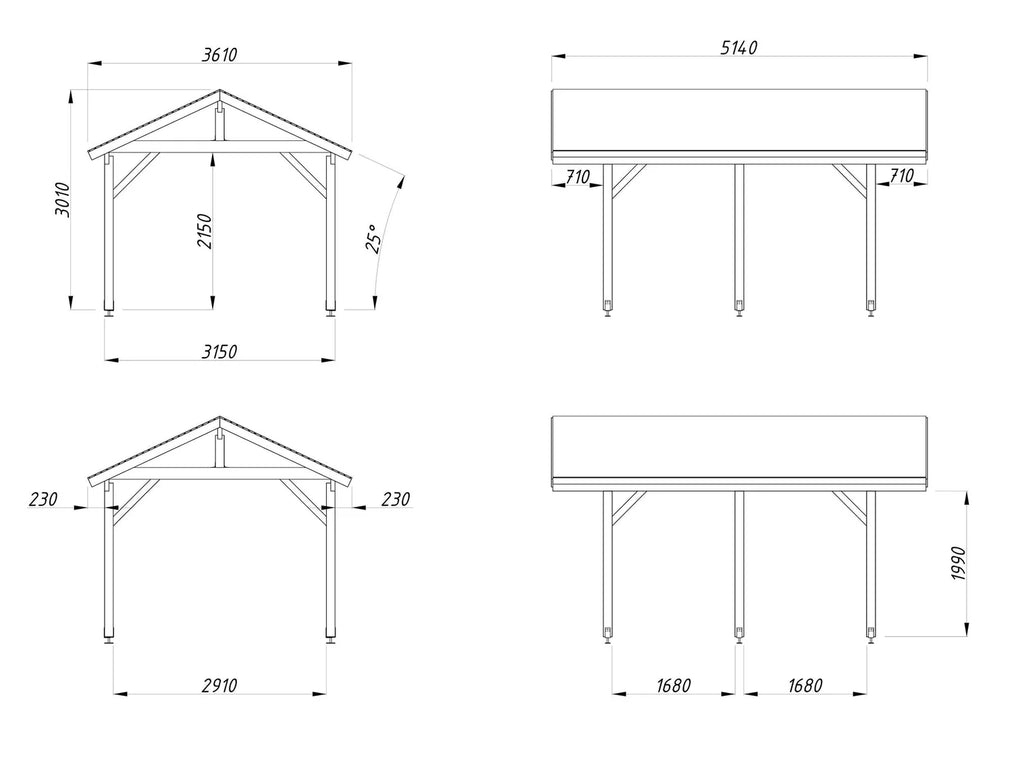 Fully Installed Palmako Robert S (3.2x3.7m | 11.7m2) Pitched Roof Timber Carport or Garden Pavilion