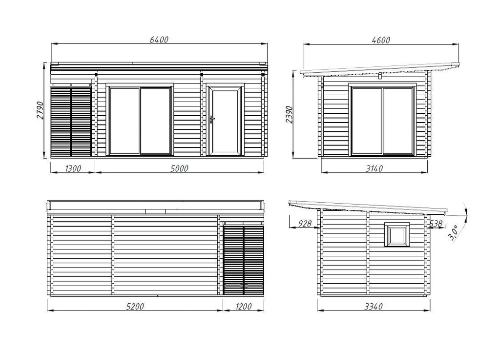 Fully Installed Palmako Cecilia S Modern Log Cottage | 2-Room Annexe | Commercial Office | Guest House | 14.2m² | 70mm | 5.2x3.3m