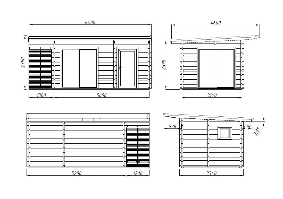 Fully Installed Palmako Cecilia S Modern Log Cottage | 2-Room Annexe | Commercial Office | Guest House | 14.2m² | 70mm | 5.2x3.3m