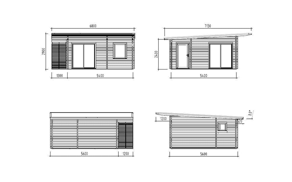 Fully Installed Palmako Cecilia L Modern Log Cottage | Annexe | Commercial Office | Guest House | 27.2m² | 70mm | 5.6x5.6m