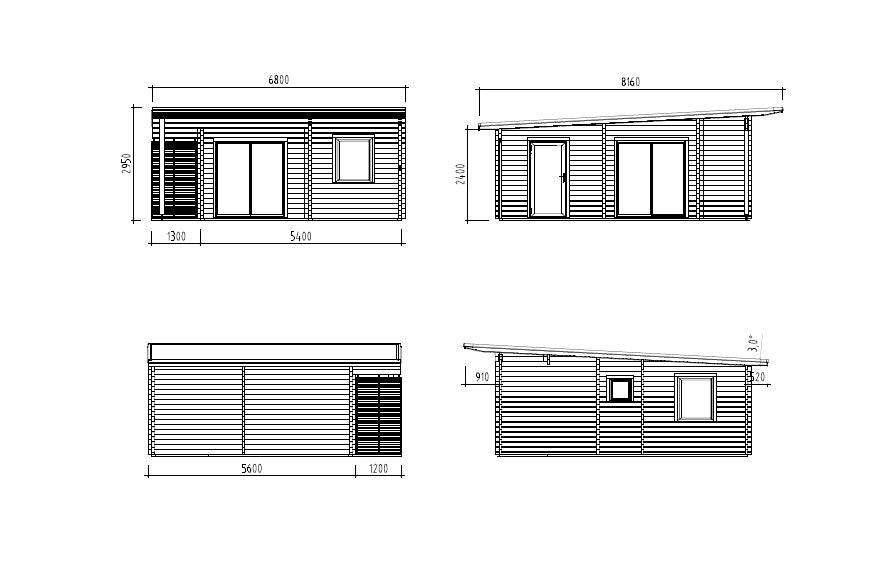 Fully Installed Palmako Cecilia XL Modern Log Cottage | 4-Room Annexe | Commercial Office | Guest House | 30m² | 70mm | 5.6x6.9m