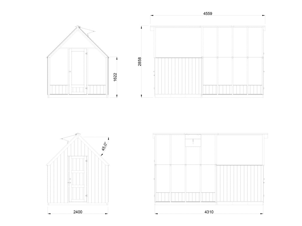 Fully Installed Palmako Emilia S+ Greenhouse with Shed | Glass Summer House | Garden Pavilion | 5.4+4.0m² | Pressure Treated