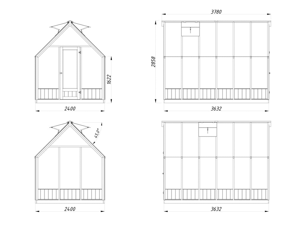 Fully Installed Palmako Emilia M Greenhouse | Glass Summer House | Garden Pavilion | 8.2m² | Pressure Treated