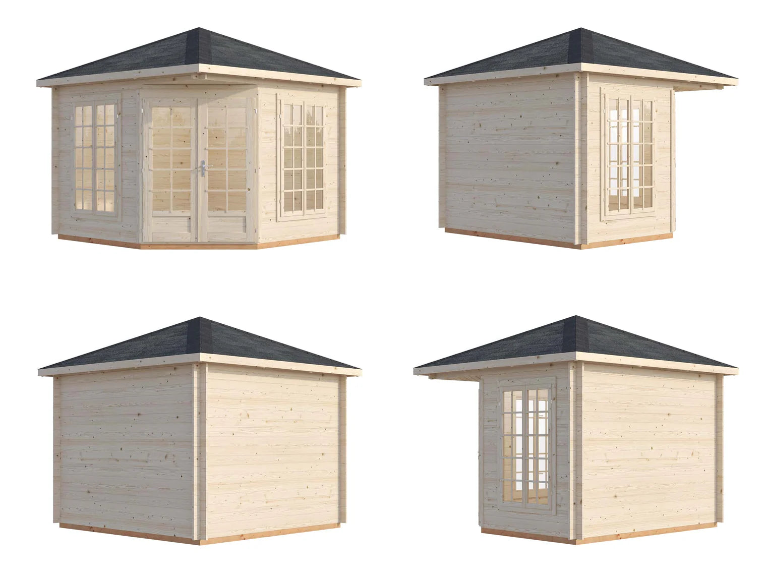 Fully Installed Palmako Melanie S (2.8x2.8m | 7m2 | 28mm) Classic Corner Cabin Summer House
