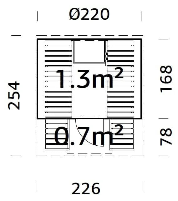 Fully Installed Palmako Anita M (2.2x2.5m | 1.3+0.7m2 | 42mm) Timber Garden Barrel Sauna