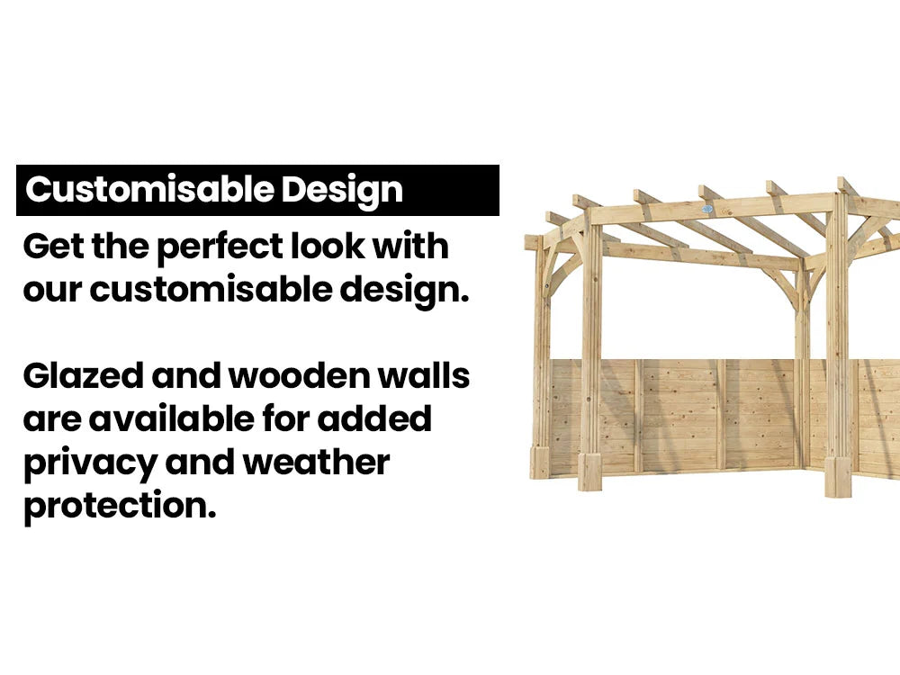 Leviathan Slatted Back Diamond Corner Pergola 3m x 3m | 120mm Posts | Smart Seal | Nationwide Installation Included