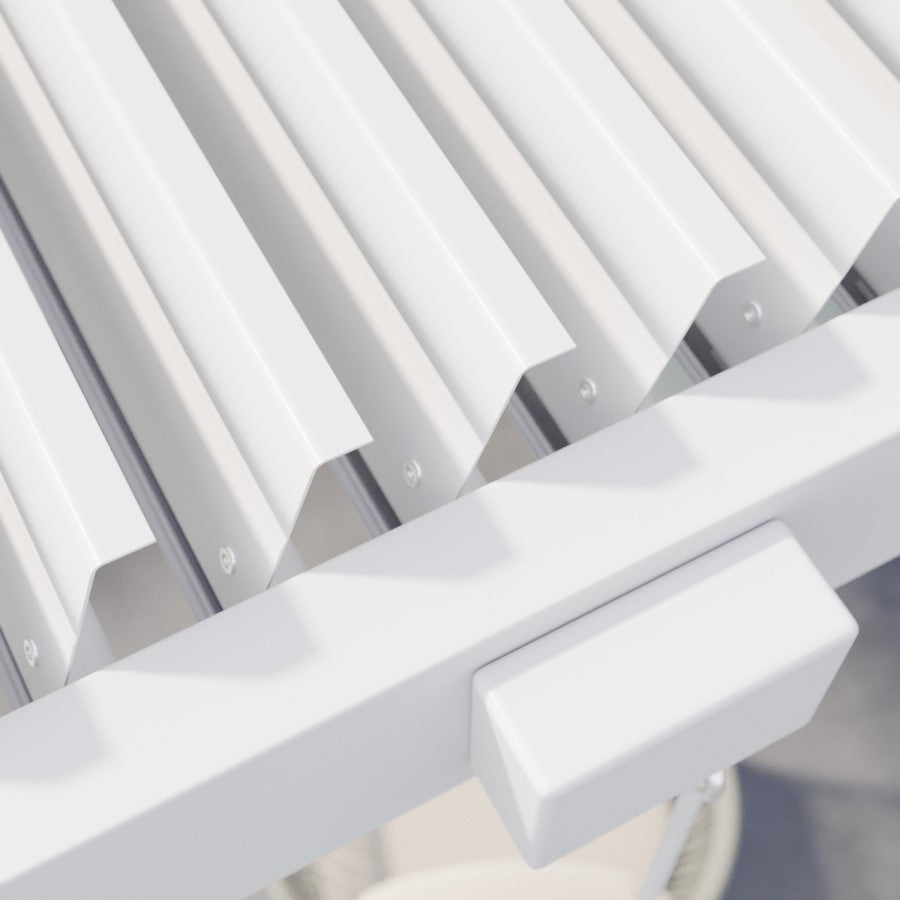 White Aluminium Louvred Pergola with Privacy Side Screens — Fully Installed Nationwide