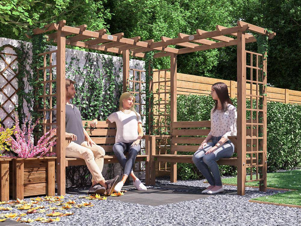Gerlinde Corner Arbour Seat 2.5m x 2.5m | Pressure Treated Timber | Installation & Treatment Included