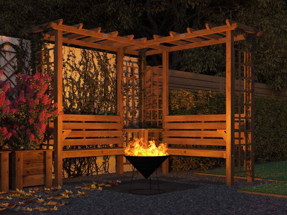 Gerlinde Corner Arbour Seat 2.5m x 2.5m | Pressure Treated Timber | Installation & Treatment Included