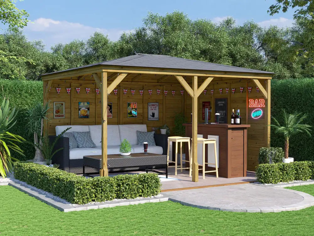 Dunster House Utopia Walled Garden Bar Gazebo 4x3m UK | Bespoke Oak and ...