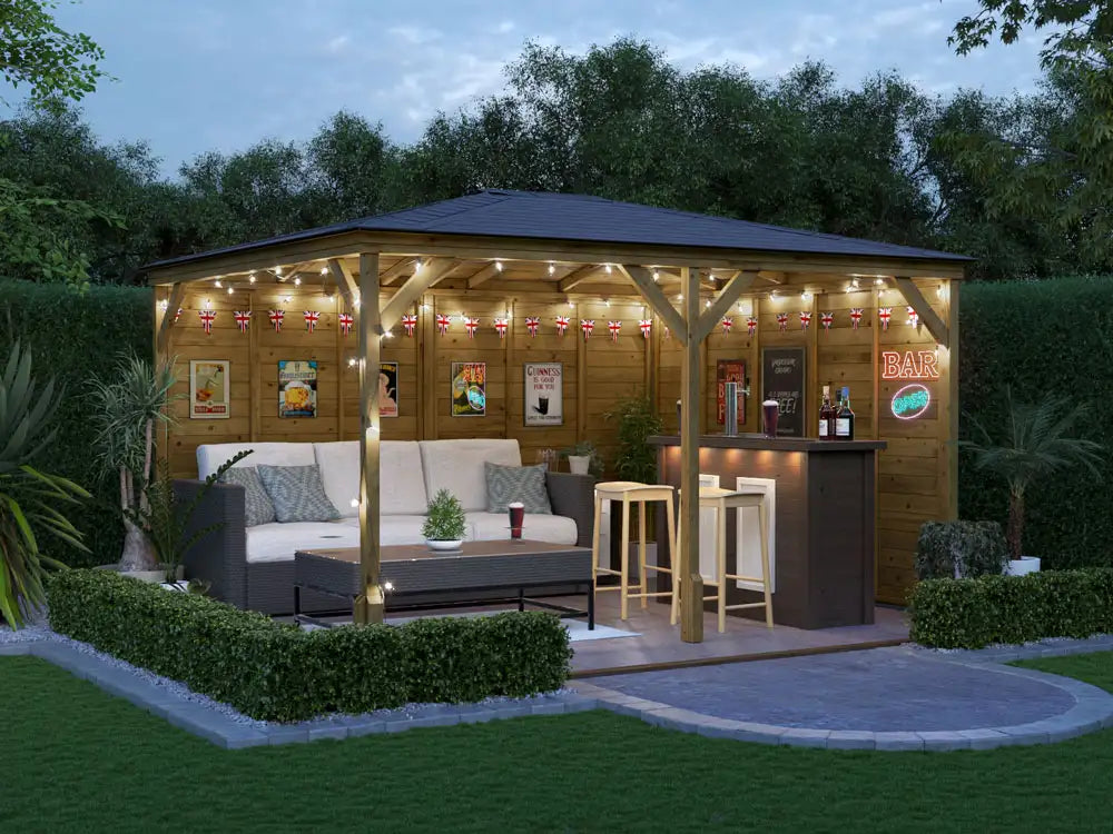 Dunster House Utopia Walled Garden Bar Gazebo 4x3m UK | Bespoke Oak and ...