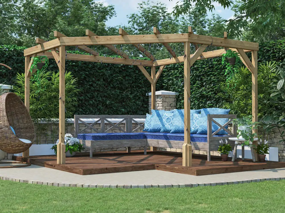 Utopia Diamond Corner Pergola 3m x 3m | Pressure Treated Timber | Nationwide Installation Dunster house