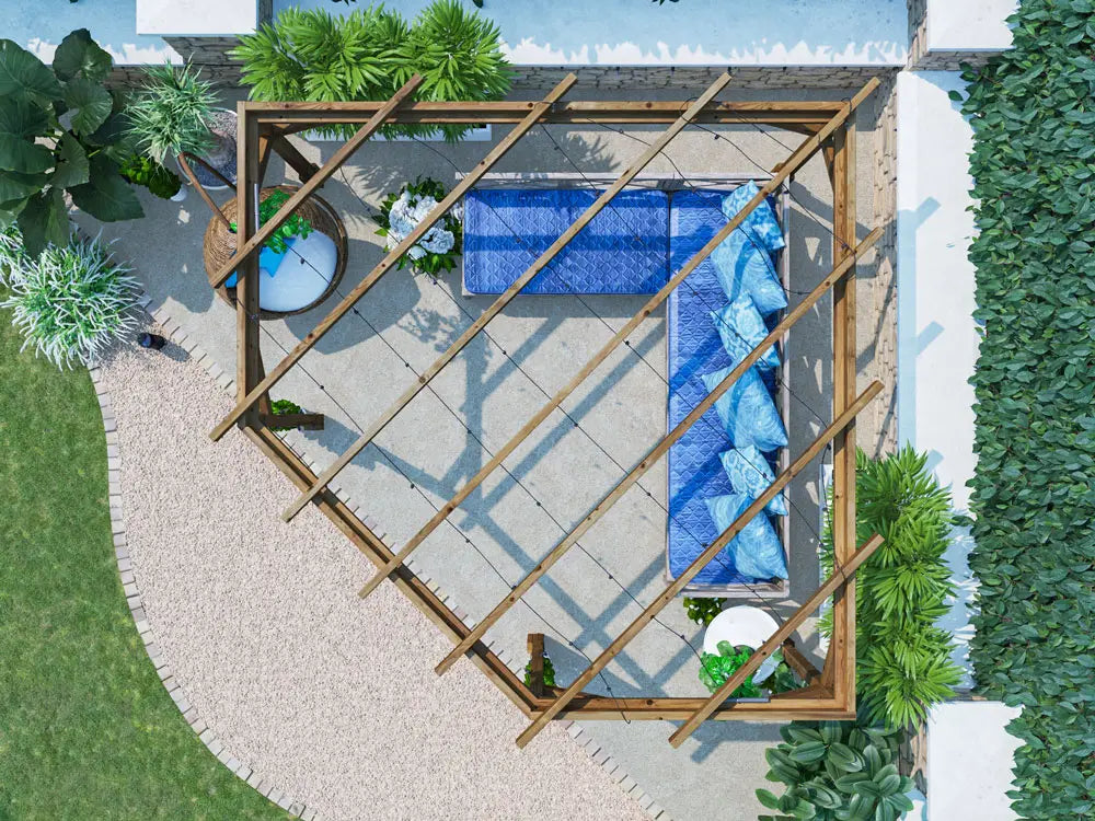 Utopia Diamond Corner Pergola 3m x 3m | Pressure Treated Timber | Nationwide Installation Dunster house