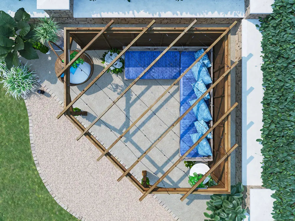 Utopia Slatted Wall Diamond Corner Pergola 3m x 3m | Pressure Treated Timber | Nationwide Installation