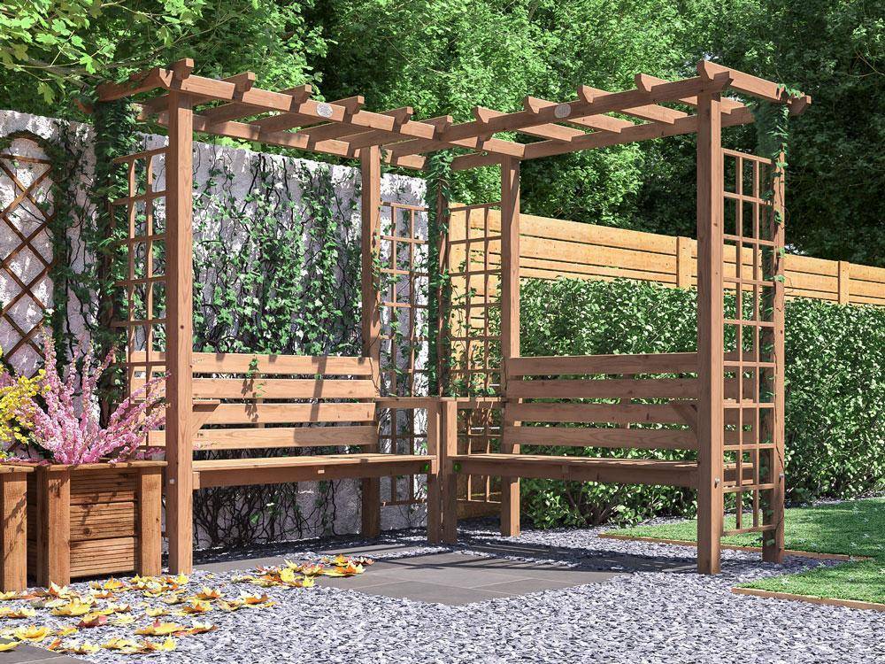 Gerlinde Corner Arbour Seat 2.5m x 2.5m | Pressure Treated Timber | Installation & Treatment Included