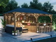 Dunster House Leviathan Garden Bar Gazebo with Back Wall | W6m x D3m | Fully Installed Nationwide
