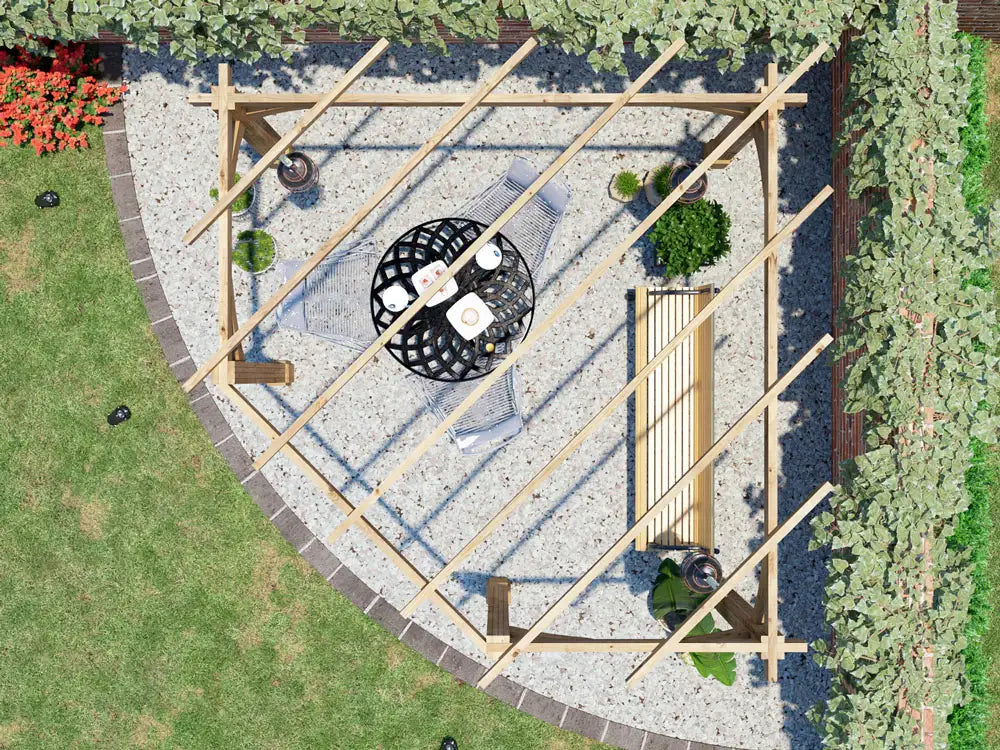Leviathan Slatted Back Diamond Corner Pergola 3m x 3m | 120mm Posts | Smart Seal | Nationwide Installation Included