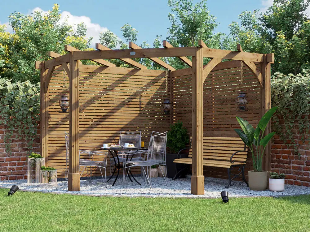 Leviathan Slatted Back Diamond Corner Pergola 3m x 3m | 120mm Posts | Smart Seal | Nationwide Installation Included