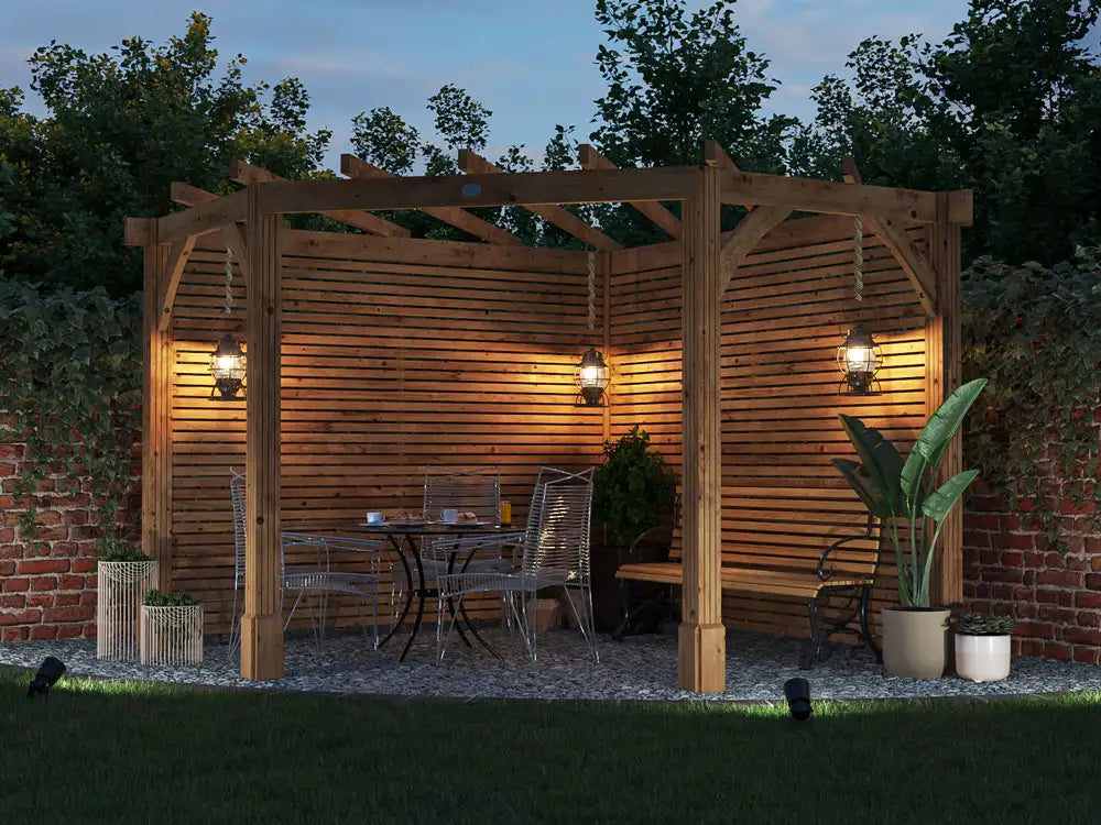 Leviathan Slatted Back Diamond Corner Pergola 3m x 3m | 120mm Posts | Smart Seal | Nationwide Installation Included