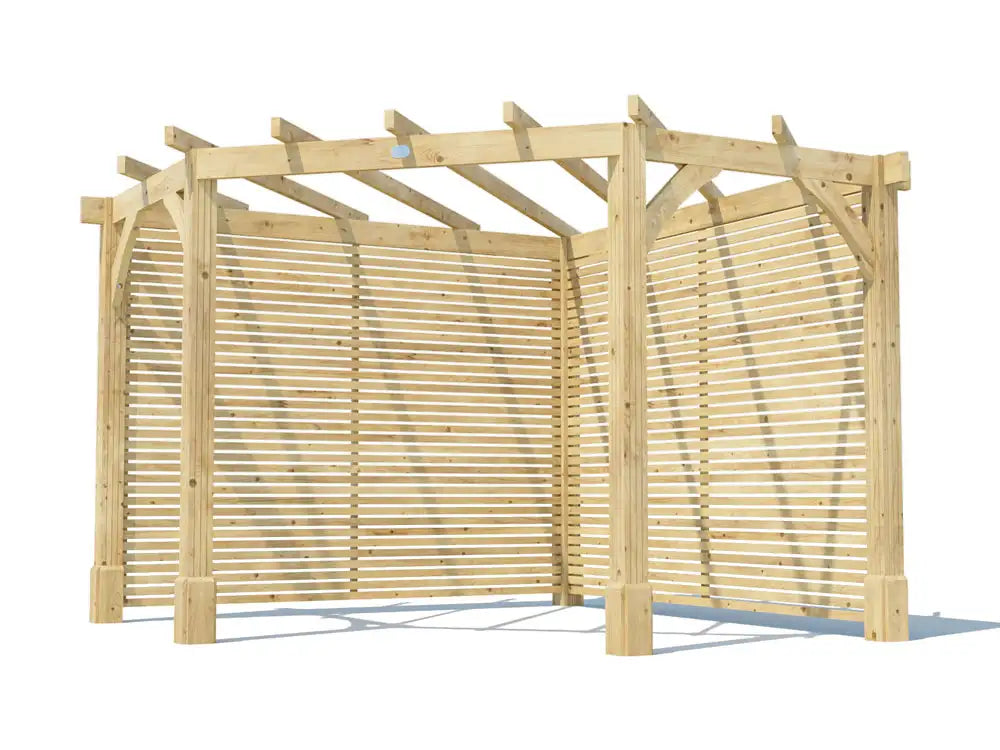Leviathan Slatted Back Diamond Corner Pergola 3m x 3m | 120mm Posts | Smart Seal | Nationwide Installation Included