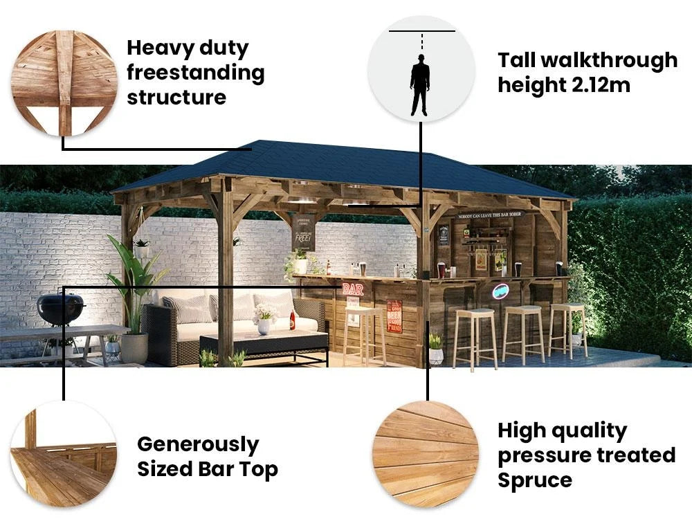 Dunster House Leviathan Garden Bar Gazebo | W6m x D3m | Fully Installed Nationwide