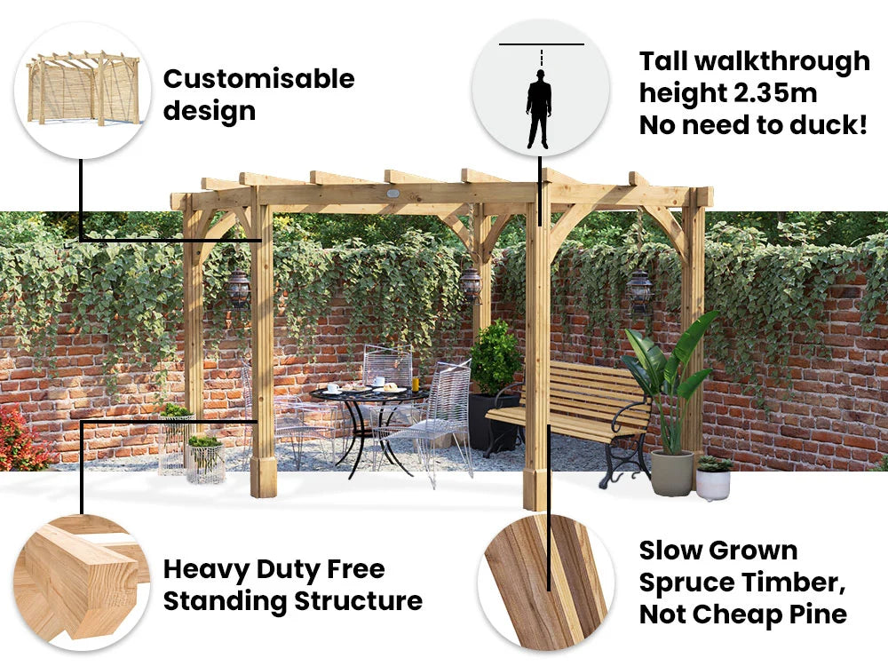 Leviathan Wooden Pergola 6m x 3m | 120mm Posts | Smart Seal Treated | Nationwide Installation Included
