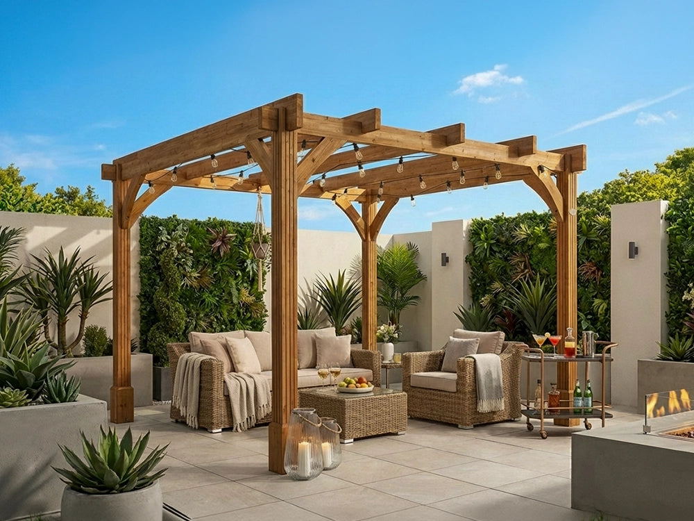 Leviathan Wooden Pergola 3m x 3m | 120mm Posts | Smart Seal Treated | Nationwide Installation Included