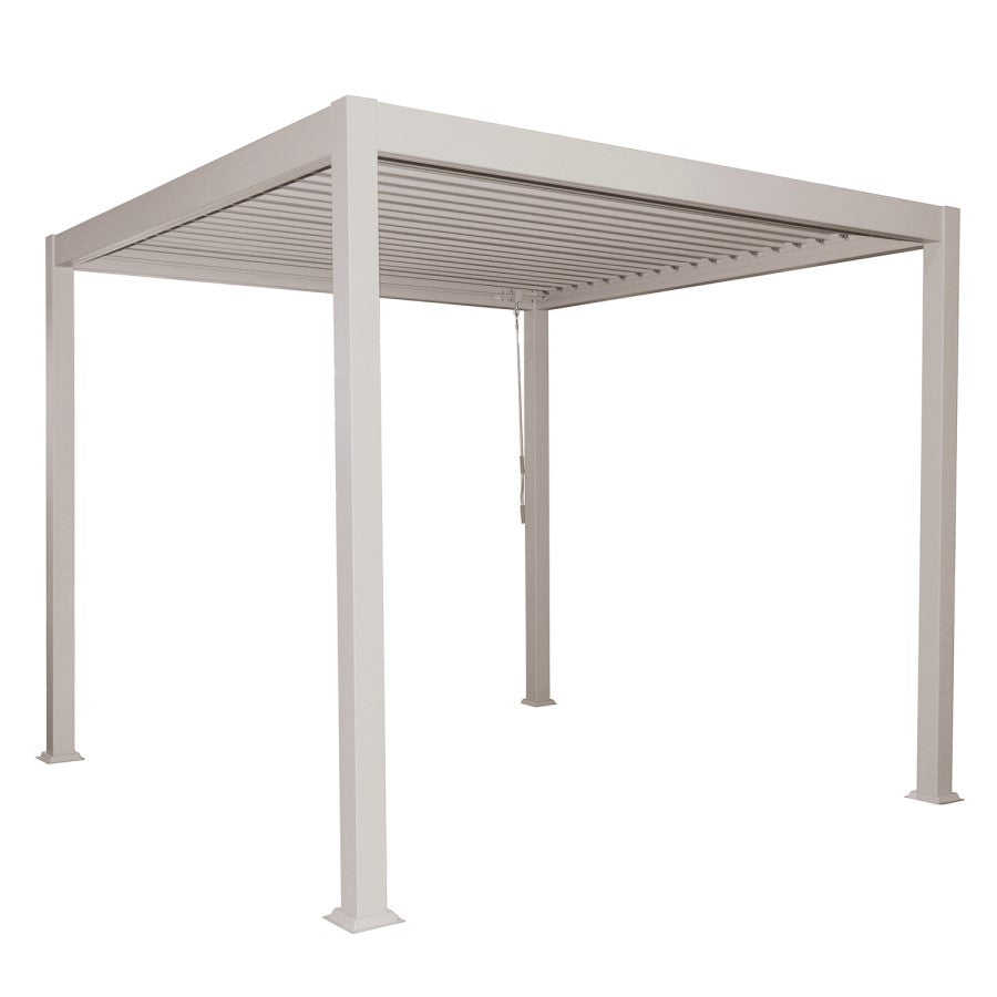 Beige Aluminium Louvred Pergola with Privacy Side Screens — Fully Installed Nationwide