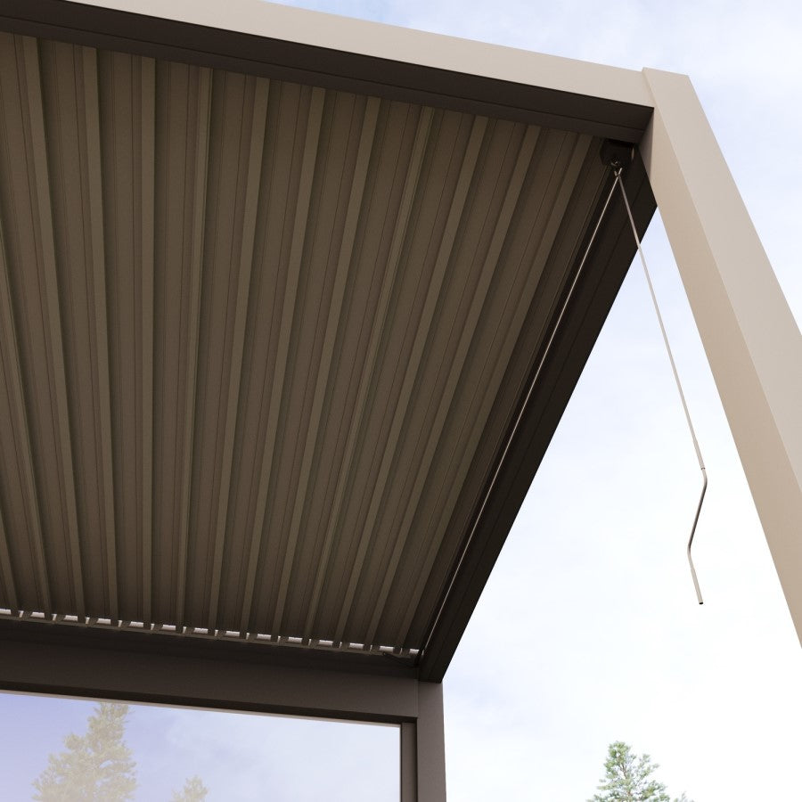 Beige Aluminium Louvred Pergola with Privacy Side Screens — Fully Installed Nationwide