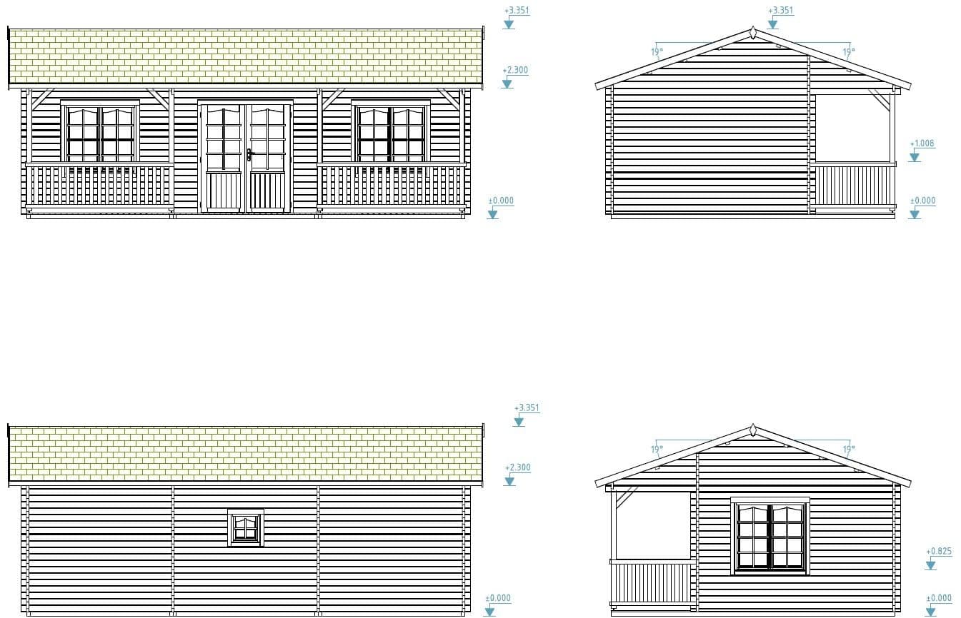 Fully Installed Palmako Sandra L Multi-Room Log Cabin | Annexe | Guest House | Summer House | 25.6+11.1m² | 44mm | 7.9x3.7m