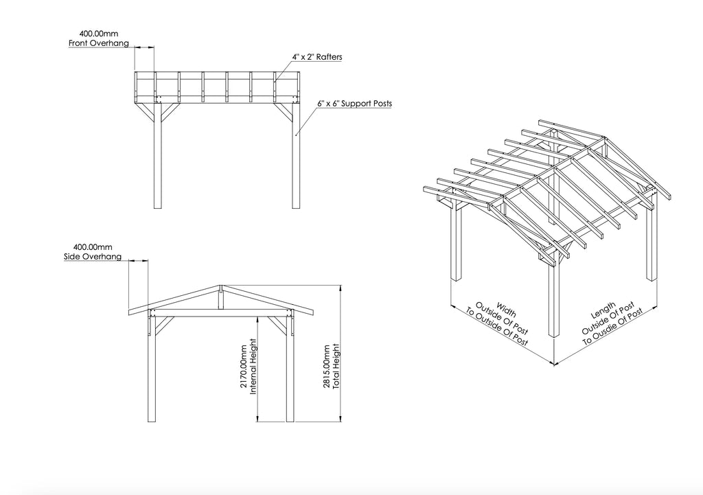 2.7 x 1.8 Oak Wooden Gazebo - Treated Featheredge Roof - Apex Design
