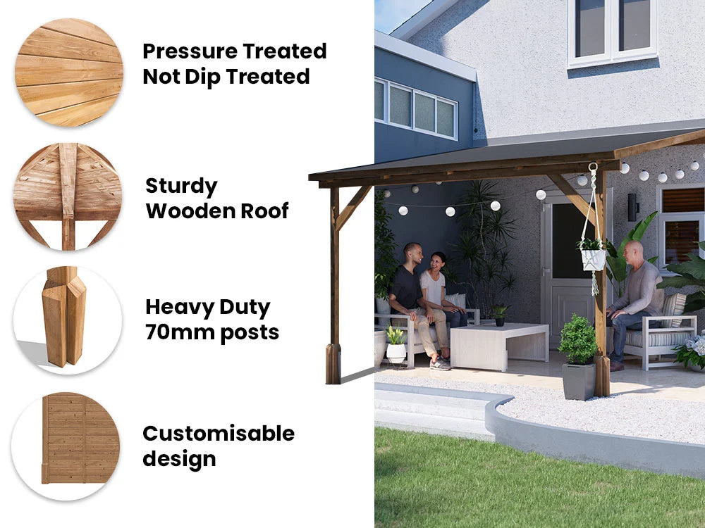 Dunster House Utopia Lean To Gazebo & Veranda | W3m x D3m | Fully Installed Nationwide