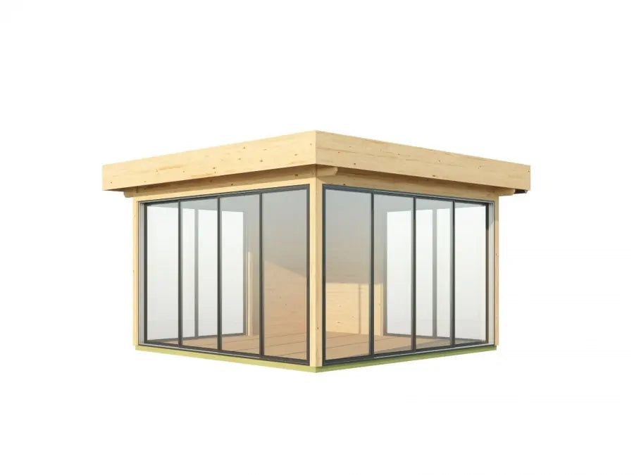 Glass Pavilion 44C | 3.71m x 3.71m Log Cabin | Pool Room | Aluminium Sliding Doors | Fully Installed | Mainland UK