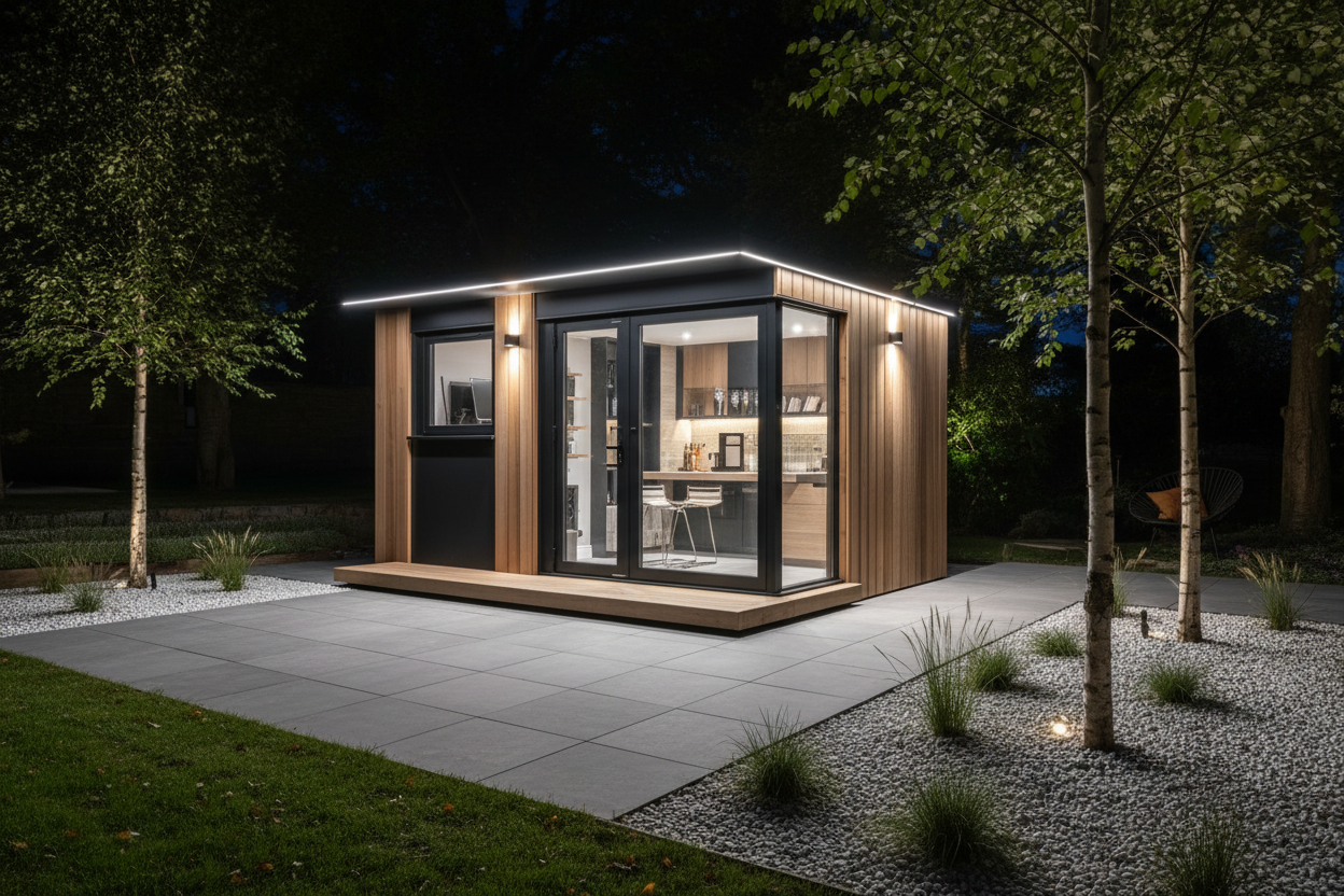 Anthracite black with cedar accents - Scandinavian night time