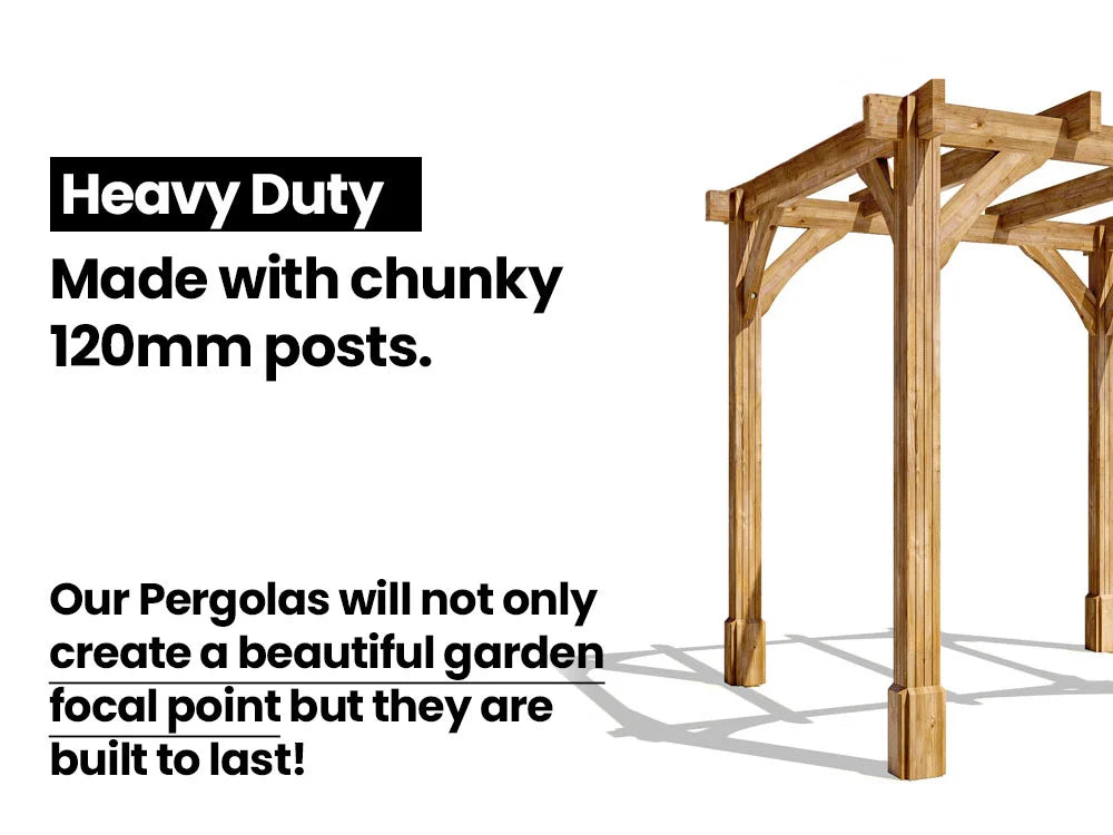 Leviathan Wooden Pergola 3m x 3m | 120mm Posts | Smart Seal Treated | Nationwide Installation Included